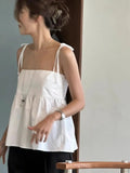 Gwmlk Backless Cross Lace Up Camisole Tops 2024 Summer New White Vest for Women Y2k E-Girl Strapless Ruched All-match Tank Top