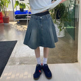 Gwmlk Denim Skirt for Women High Waist A-line Jupe Fashion Casual 2024 Faldas Mujer Korean Y2K Mini Skirts