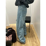 Gwmlk New Summer Fashion Y2K green Blue Loose Trousers High Waisted Thin Jeans Women Full Length Wide Leg Denim Pants