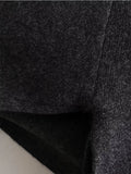 Gwmlk Women Dark Gray Asymmetrical Scarf Crop Knit Coat Vintage Oversize Female Winter Warm Outerwear