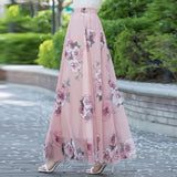 Gwmlk Floral Maxi Summer Skirt Women Long High Waist Holiday Dance Skirt Elegant Beach Boho Hot Sale Lady Vintage Girl Fairy