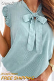 Gwmlk Summer Polka Pot Elegant Blouses Fashion Lace Up Bow Ruffles Shirt Women Casual Loose Sexy Tops Pullover Tunic 20949