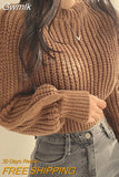 Gwmlk Women Sweaters and Pullovers Autumn Winter Short Hollow Out Knitted Sweater Female Solid Casual Long Sleeved Jumper Top