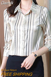 Gwmlk New Spring Women Silk Shirt Fashion Satin Long Sleeve Blouse Vintage Women's Elegant Blouses OL Womens Tops Female Clothing