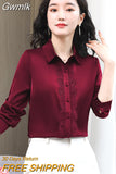 Gwmlk Silk Shirts Women Embroidery Lace Shirt Woman Long Sleeves Blouses Women Satin Silk Shirts Womens Tops White Shirts Tops