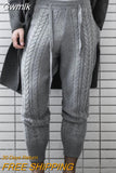 Gwmlk Slim Knit Men's Pencil Pants Autumn Winter High Waist Drawstring Long Bottoms Streetwear Male Casual Knitted Pants