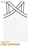 Gwmlk TRAF Women Sexy Summer Fashion Cropped Tank Tops Women Vintage Backless Thin Straps Female Camis Women