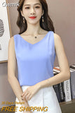 Gwmlk Women Tops Chiffon Blouses Women Sleeveless Top Woman V Neck Tank Tops Casual Woman White Tops Ladies Basic OL Shirts XXL