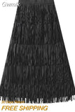 Gwmlk Summer New Pleated Niche Tassle Long Skirts Women Fashion All-Matching Youthful-Looking Slim Long Skirts for Women