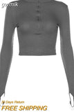 gwmlk color casual T-shirt women long sleeves turtleneck crop tops sexy simple style party club spring summer new