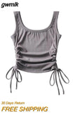 gwmlk Arrival Girls Casual Solid Colour Two Side Drawstring Vest Folds Shirring Sexy Tank&Camis