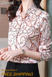 Gwmlk New Spring Women Silk Shirt Fashion Satin Long Sleeve Blouse Vintage Women's Elegant Blouses OL Womens Tops Female Clothing