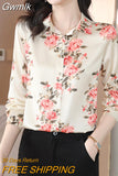 Gwmlk Woman Blouses 2023 Office Lady Silk Shirts for Women Print Elegant and Youth Woman Blouses Vintage Tops Clothing Female