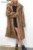 Gwmlk Women Faux Fox Fur Long Coat Thick Full Sleeve Fluffy Luxury Fur Jacket 2023 Mujer Bontjas Warm Furry Shaggy Outerwear