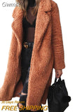 Gwmlk Autumn Winter Long Faux Fur Coat Women Casual Thick Warm Plush Teddy Jacket Coat Female Loose Soft Cardigan Outerwear Wool