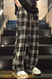 Gwmlk Men Checkered Casual Pants Loose Straight Corduroy Pants Sweatpants Man Fashion Streetwear 2023 Spring New Hip Hop Trousers