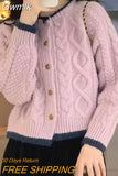 Gwmlk Autumn Winter Knit Cardigan Women Vintage Thicken Warm Twist Sweater Coat Woman Korean Loose All-Match Soft Knitwear