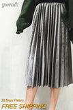 gwmlk Summer 2023 New Fashion Skirt High Waist Velvet Pleated Skirt Women Solid Elastic Waist Skirt Female