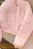 Gwmlk Pink White Women Winter Parkas Korean Fashion Short Lightweight Cotton-Padded Jacket Woman Warm Zipper Bomber Coats