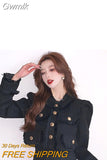 Gwmlk Fall Small Fragrance Vintage Two Piece Set Women Top Short Jacket Coat + Mini Skirts Sets Sweet 2 Piece Suits