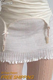 gwmlk y2k White Knitted Mini Skirts Balletcore Cute Slim Trim Slim Harajuku Korean Chic Aesthetic Pencil Skirt Holiday Cloth