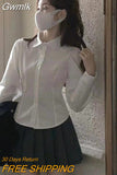 Gwmlk Sexy Slim Fit White Shirt Women Autumn New Preppy Style Long Sleeve Blouses Ladies 2023 Fashion Button Up Short Blouse