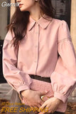 Gwmlk Fashion Women's Blouses 2023 Spring Autumn Single Breasted Tops Clothes for Women Solid High Street Lantern Sleeve Shirts