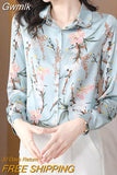 Gwmlk Woman Blouses 2023 Office Lady Silk Shirts for Women Print Elegant and Youth Woman Blouses Vintage Tops Clothing Female