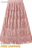 Gwmlk Summer New Pleated Niche Tassle Long Skirts Women Fashion All-Matching Youthful-Looking Slim Long Skirts for Women