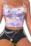 gwmlk Slim Sling Angel Print Summer Camisole Women's Sexy Streetwear Short Cropped Navel Bra Top