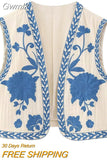 Gwmlk TRAF Embroidered Vests Top Women Vest 2023 Summer Loose Waistcoat Ladies Cardigan Outwear Top Sleeveless Tops Chic Tank