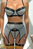 Gwmlk Fishnet Lingerie Fetish See Through Sexy Underwear Naked G-String Sexy Costume Mesh Transparent Bra Panty Set Intimate