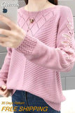 Gwmlk Korean Style Hollow Out Sweaters Women 2023 Spring Fashion Glitter Knitted Jumper Woman Short Loose-fitting Female Top