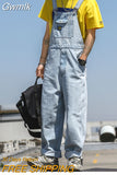 Gwmlk Men Denim Jumpsuit Straight Jeans Hip Hop Big Pocket Wide Leg Cargo Pants Fashion Casual Loose Male's Rompers Trousers