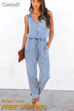 Gwmlk Denim Overalls Women Summer 2023 New Pants Loose Washed Jeans Jumpsuits Casual All Match Rompers Pockets Office Lady