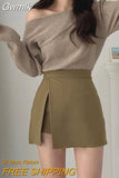 Gwmlk Short Skirt Women 2023 Summer Korean Style Trendy Chic Ol High Waist Skirts Female Solid Side-Slit Stretchy Mini Skirt