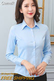 Gwmlk Women Shirt White Shirt Female Long-sleeve Professional Shirt Formal Dress Large Size Work Clothes OL Button Womens Tops