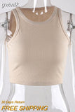 gwmlk Knit Green Women's Tank Top Summer Casual Basic Skinny Vest Sleeveless White Off Shoulder Y2K Sexy Woman Crop Top