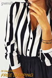 gwmlk New Blouse Women Casual Striped Top Shirts Blouses Female Loose Blusas Autumn Fall Casual Ladies Office Blouses Top Sexy