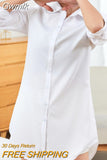 Gwmlk Shirts Women White Shirt Women Long Sleeve Shirts Woman Pink Blouse Tops Office Lady Long Shirt Woman Oversize Blouses OL