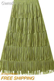 Gwmlk Summer New Pleated Niche Tassle Long Skirts Women Fashion All-Matching Youthful-Looking Slim Long Skirts for Women