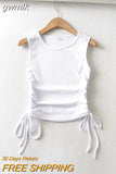 gwmlk Summer NEW Arrival Women Solid Color Sexy Causal Crop Top With String Both Side Club For Fashion Ladies