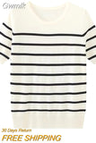 Gwmlk TRAF 2023 Women Spring Summer Sweet Striped Jacquard Knitted Pullover Sweater Cute Slim O-neck Chic Short Zevity Jumpers