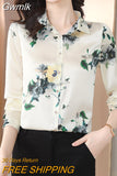 Gwmlk Woman Blouses 2023 Office Lady Silk Shirts for Women Print Elegant and Youth Woman Blouses Vintage Tops Clothing Female