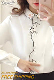 Gwmlk Long Sleeve Embroidery Women Blouses Shirt Office Girl Shirt Female Pattern White Shirt Female Women Tops Blusa 7902 50