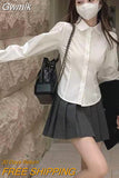 Gwmlk Sexy Slim Fit White Shirt Women Autumn New Preppy Style Long Sleeve Blouses Ladies 2023 Fashion Button Up Short Blouse