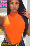 gwmlk High Street Bodycon Neon Bodysuits Summer Colorful Sleevelss Backless Ftness Outfit Club Party Jumpsuit Combinaison Femme