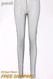 gwmlk Diamond Mesh Pants Women Sexy Summer Hollow Out Transparent Loose Long Fishnet Pants 2023 New BeachWear Trousers