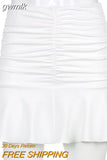 gwmlk White Elegant 2 Two Piece Set For Women Solid Sleeveless Sexy Crop Tops And Mini Tennis Sports Skirts Outfit Festival Club