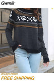 Gwmlk Halloween Gothic Retro Skull Knitted Sweater Women Punk autumn Winter Warm Loose Street Sweater